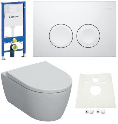 Geberit Duofix Vorwandelement Geberit iCon WC spülrandlos mit Beschichtung WC Sitz SoftClose Drückerplatte Komplettset
