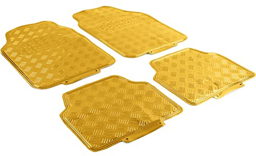 Carparts-Online 27725 Auto Gummi Fußmatten universal Alu Riffelblech Optik chrom gold Gelb