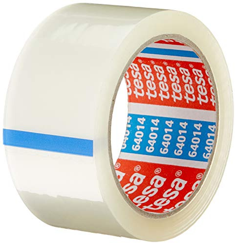 Tesapack 64014 - Geräuscharmes Paketklebeband zum Verpacken von Paketen und Versandschachteln - transparent - 1 Rolle: 66 m:50mm
