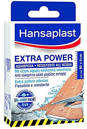 Hansaplast Cerotti EXTRA POWER, Cerotti impermeabili con elevato potere adesivo, Cerotto striscia traspirante, flessibile e resistente, 1 confezione in striscia da 80 x 6 cm