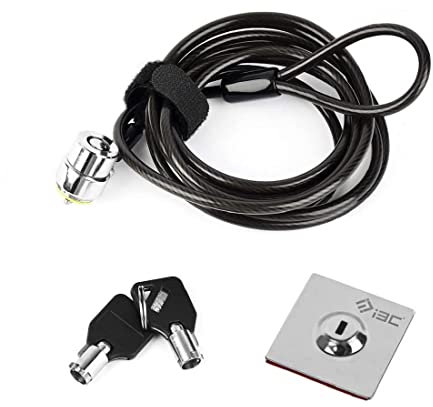 I3C Anti-Theft Laptop Lock Cable, Anchor Plate & 2 Keys, Security Lock with Adhesive Plate Compatible With Smart Phone Tablet Electronic Products