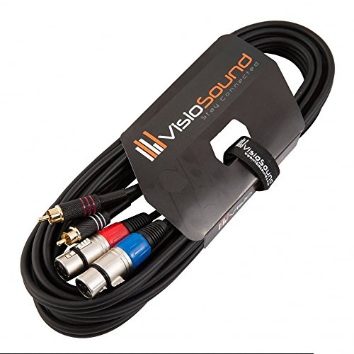 2x Female XLR to 2x RCA Phono Plug Twin Lead Audio Signal Patch Cable 5m | Noiseless OFC Twin Audio, Signal, FX, Mixer, Patch Cable for Stage & Studio