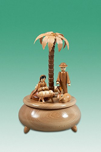 Rudolphs Schatzkiste Spieldose Christi Geburt ØxH 18x28cm NEU Spieluhr Spielwerk Musik Dose Figur Seiffen Erzgebirge Holz Dekoration Weihnachten