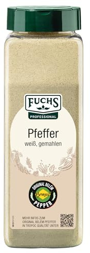 Fuchs Professional - Pfeffer weiß gemahlen | 600 g in der Streudose | Für Großverbraucher, Restaurants, Gastronomie | Mit praktischem Streuaufsatz