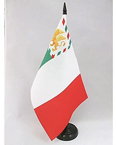 AZ FLAG Republic of San Marco Table Flag 21x14 cm Plastic Base | Indoor use Repubblica di San Marco 6x8 in desk flag stitched finish with reinforced edges with plastic pole 100D polyester