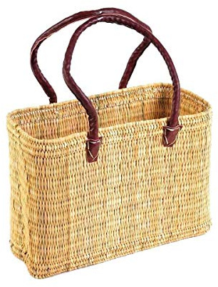 Seegras Tasche Korb Einkaufstasche Einkaufskorb Flechtkorb Korbtasche Palmgras langer Griff groß Color Natur I Abmessungen: 45x20x30 cm