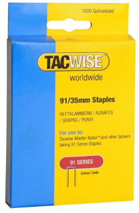 Tacwise 0746 Grapas de Corona Estrecha Tipo 91/35 mm, Paquete de 1000 | Galvanizadas