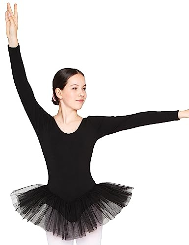 tanzmuster ® Ballettkleid Mädchen Tutu - Alea - Gr. 92-170 - Baumwolle - Ballettbody mit Tüllrock Kinder Ballett Trikot