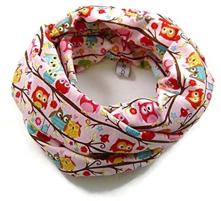 bettina bruder - Kinder-Loop Schlauchschal Eulen auf Ästen rosa - 100% Baumwolle