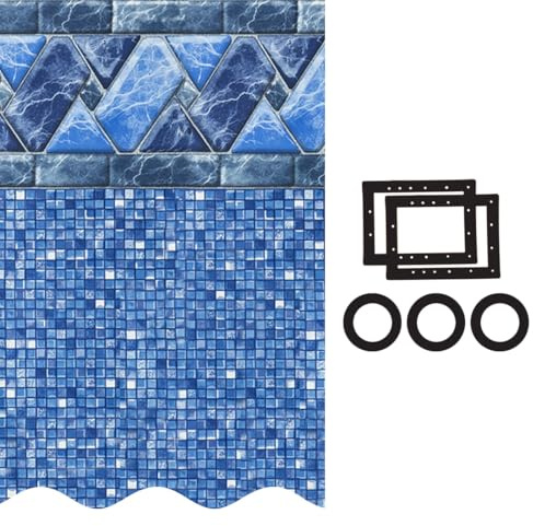 Smartline 33 ft Round Swimming Pool Liner | Stone Harbor | Unibead Style | 52 Inch Wall Height | 25 Gauge Vinyl | for Steel Sided Above Ground Pools | Gasket Kit Included