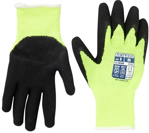 Portwest A143 Thermal Soft Grip Glove Yellow/Black, Medium