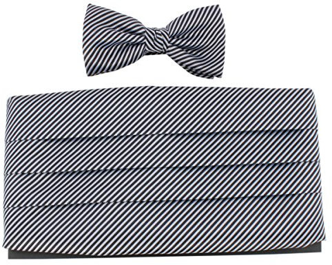 Knightsbridge Neckwear Schwarz/Silber Fliege und Kummerbund Set