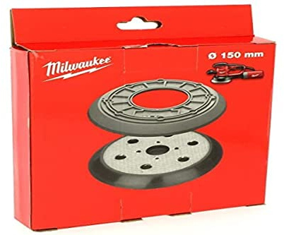 Milwaukee Plateau de ponçage 150 mm avec 6 Trous et Protections en Caoutchouc Noir