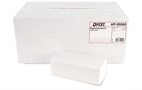 Quicky Papierhandtücher mit ZZ/V-Falz, 2-lagig, 23 x 21 cm, hochweiß, 4000 Blatt – Hochwertige und saugstarke Einmalhandtücher für maximale Hygiene
