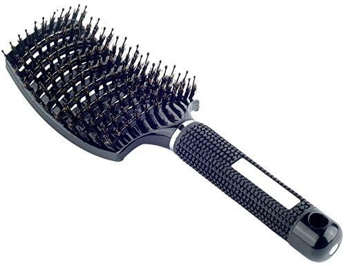 Pedalförmige Friseur-Bürste zum Haare trocken Föhnen, Haarsalon-Föhn-Trockenbürste, Wildschweinborsten-Bürste, antistatisch (2er Pack)
