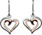 Dew Sterling Silver and Rose Gold Plated Heart Strands Drop Earrings