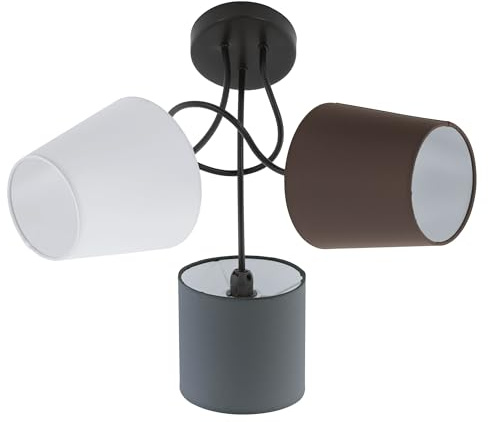 EGLO Taklampa Almeida, 3-flammig textil taklampa, material: stål, tyg | färg: svart, antracit, vit, brun, sockel: E14