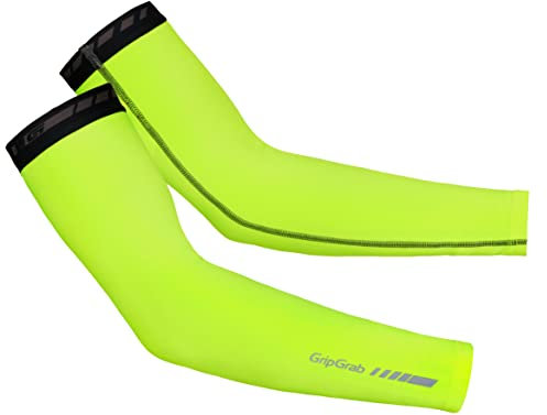 GripGrab Manicotti da Ciclismo Termici Scaldamuscoli Antiscivolo Caldi Autunno Inverno Nero Giallo Fluo Scaldabraccio