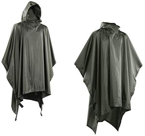 Mivall Trapper Regenponcho Nässeschutz Regenjacke wasserdicht oliv Tarp / Notdach, Unterlage gegen Feuchte Unisex