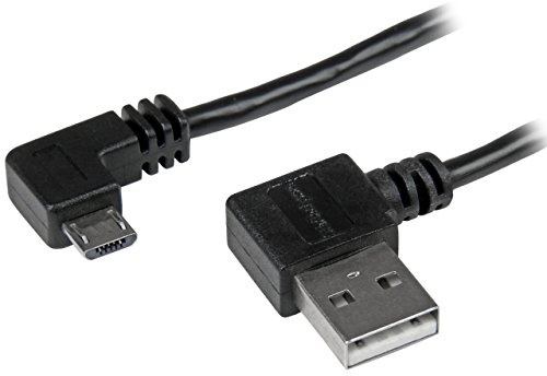 StarTech Câble USB-A vers Micro-B - 2m - Angle droit - Noir (USB2AUB2RA2M) | Cordon Micro-USB, Connecteurs M/M, Connexion dans les espaces réduits, USB 2.0, Garantie à vie