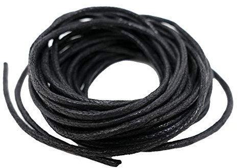 Cordoncino di cotone cerato - 2 mm 5 metri di cordoncino nero - Shamballa Macrame - Filo per bordatura per la creazione di gioielli per collane e bracciali