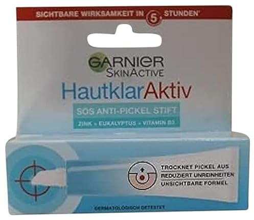 Garnier Hautklar S.O.S Anti-Pickel-Stift für unreine Haut, Extra-Stark, Mit Vitamin B3, Zink, Salizylsäure und Eukalyptus, Skin Active, 10 ml