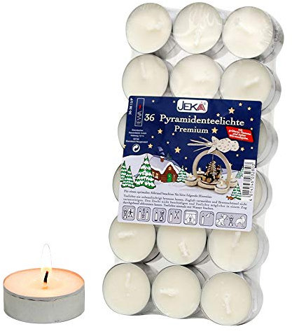 Sigro 36 Stück spezielle Pyramiden-Teelichter, große Flamme, mit Aluminium-Ausguss, Wachs, Silber, Einheitsgröße , parfümfrei