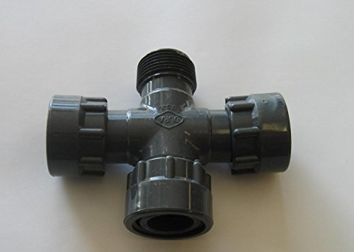 Dura - Raccordo/distributore in PVC a croce, 1, 1 x filettatura esterna, 3 x filettatura interna