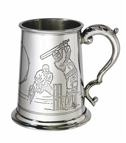 Wentworth Pewter Bierkrug aus Zinn mit Cricket Szene