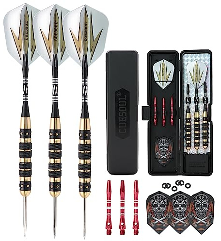CUESOUL Archer 26 Gramos Punta de Acero Dardos - Negro Recubrimiento Barriles de Viento Metal