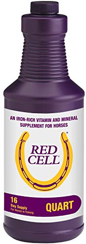 Horse Health Red Cell, Liquid Vitamin-Iron-Mineral Supplement for Horses, Helps Fill Important Nutritional Gaps in Horse's Diet, 1 Qt., 32 Oz., 16-Day Supply