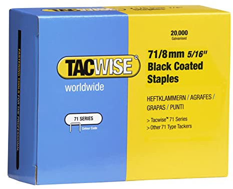 Tacwise 1065 Typ 71 / 8 mm Schwarze Polsterklammern, 20.000 Stück | Verzinkte