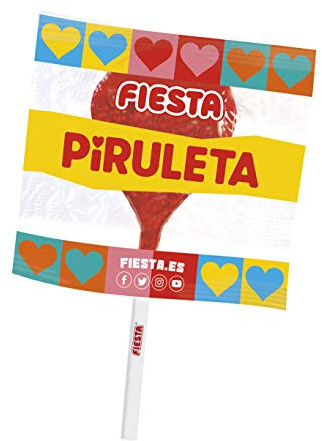 FIESTA Mega Piruleta Estuche con Caramelo con Palo en Forma de Corazón Sabor Cereza - Contiene 17 unidades