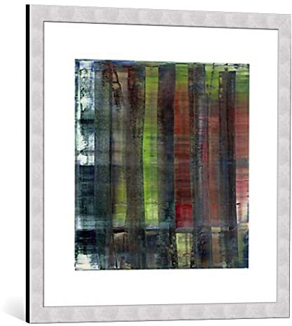 kunst für alle Bild mit Bilder-Rahmen: Gerhard Richter Abstrakte Malerei 1992 - dekorativer Kunstdruck, hochwertig gerahmt, 70x70 cm, Silber gebürstet