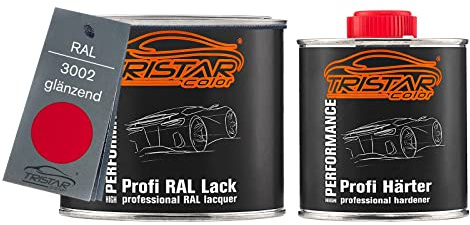 TRISTARcolor RAL 3002 Karminrot glänzend Lack Dose + Härter 0,75 L | 2K-Set aus Lack + Härter, schnelltrocknend