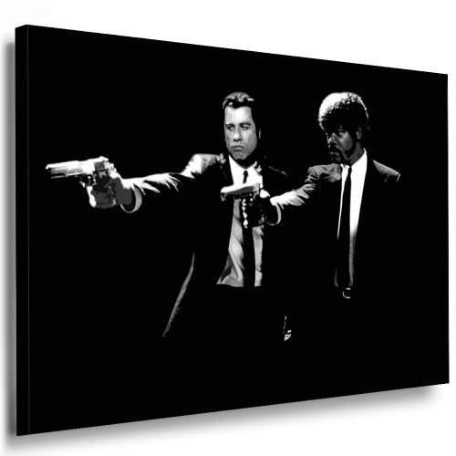 Fotoleinwand24 Quadro su telaio – Pulp Fiction AA0168 / Bianco / Nero / 100 x 70 cm