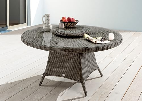 Destiny Gartentisch Luna Ø150x75 cm mit Drehteller, Polyrattan Vintage grau