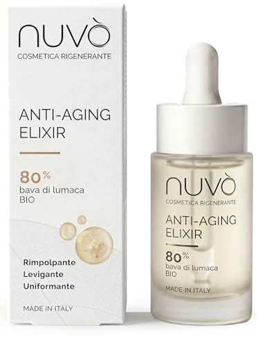 Nuvò - Anti-Aging Gesichtsserum Mit Bio-Schneckenschleim 80%, 30 ml | Mit Hexapeptid-8 und Vitamin E, glättet und nährt die Haut, für Damen und Herren, Made in Italy