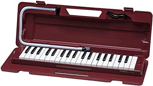 Yamaha Pianica 37 keys, 3 Octaves, from f to f3, weight: 790g, incl. mouthpiece, extension pipe set and carrying case, dark red
