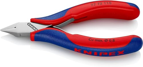 KNIPEX Elektronik-Seitenschneider, 77 72 115 | Mit durchgestecktem Gelenk mit Mehrkomponenten-Hüllen 115 mm