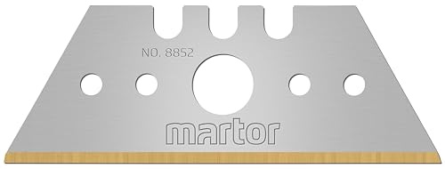 MARTOR 10 x Trapezoidblad, Reservblad Cutterkniv, Säkerhetskniv, 26 mm, Vass, I dispenser, 2-faldigt användbar, NR. 8852