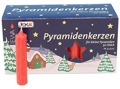 Ebersbacher Kerzenfabrik GmbH Pyramidenkerzen 50 Stück rot, unparfümiert, geometrisch, Dekoration, Indoor, Wohnraumdekoration