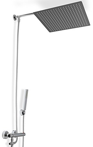 Steinkirch Duschkombination Komplettset 300 x 300 Rainshower Duschkopf mit Thermostat Handbrause Wandhalterung Edelstahl Brause Duschkombi 400-S Aufputz Montage Aufputzmontage massiv German Quality