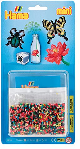 Hama Perlen 5513 set med ca 2 000 mini strykpärlor med diameter 2,5 mm, pennplatta, inkl. strykpapper, kreativt hantverk kul för stora och små
