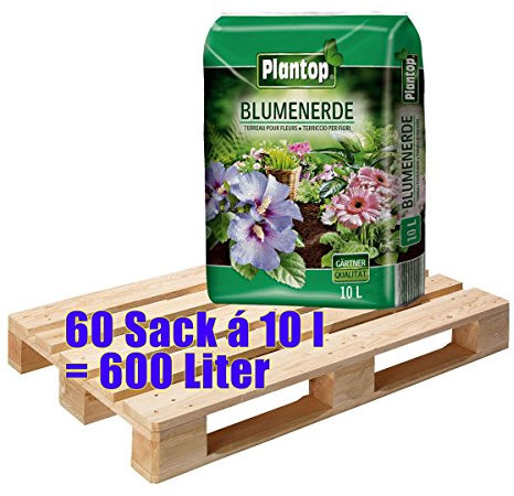 Blumenerde Plantop 60 Sack mit je 10 Liter = 600 Liter Pflanzerde in Gärtnerqualität