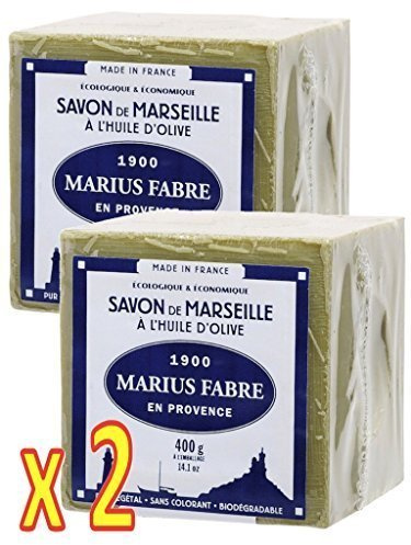 Marius Fabre – Jabón de Marsella con aceite de oliva cubo de 400 g – Lote de 2 cubos de 400 g