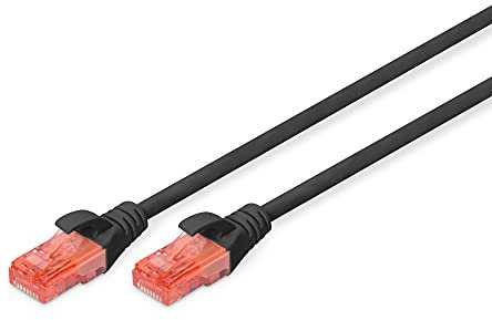 DIGITUS Cable LAN Cat 6 - 0,5m - Cable de red RJ45 - UTP sin apantallar - Compatible con Cat-6A y Cat-5e - Negro
