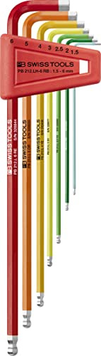 PB SWISS TOOLS Innensechskant Satz PB 212.LH-6 RB | 100% Swiss Made | 7-teiliges Sechskantschlüssel Set 1,5/2/2,5/3/4/5/6 mm für Schraubarbeiten in Industrie und Handwerk