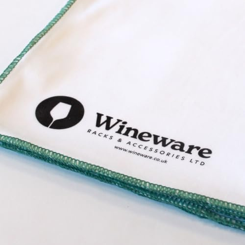 Wineware Lint Free Microfibre Glass Cleaning Cloth Large White/Green - Suitable for Wine Glasses, Decanters and More!