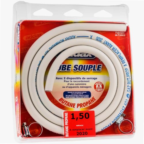 Ribitech - tuy4007 - Manguera para gas butano y propano 1,5 m, 6 x 12 nf con abrazaderas